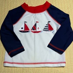 Little Me Navy and White Kids Swim Rashguard